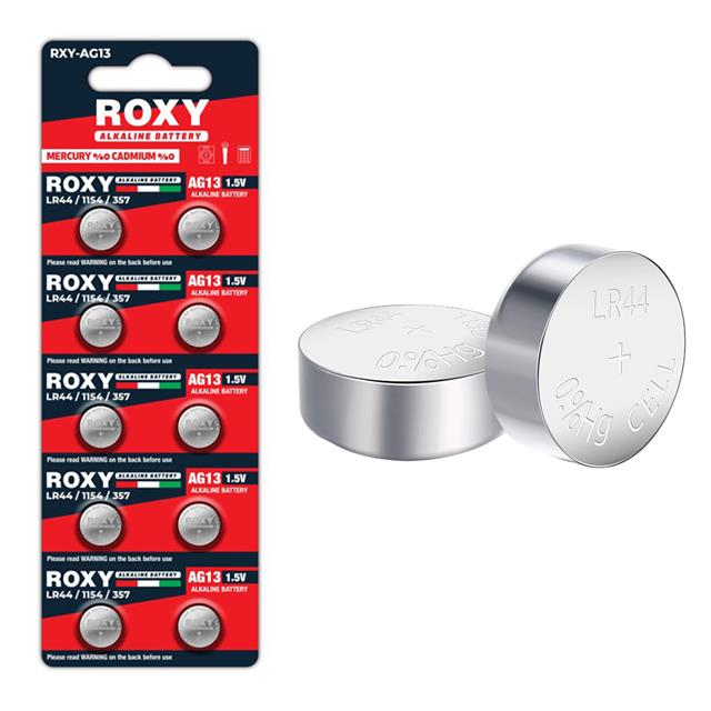 めろ Roxy RXY-AG13 LR44/1154/357 1.5 Volt Alkaline Düğme Pil (10'LU
