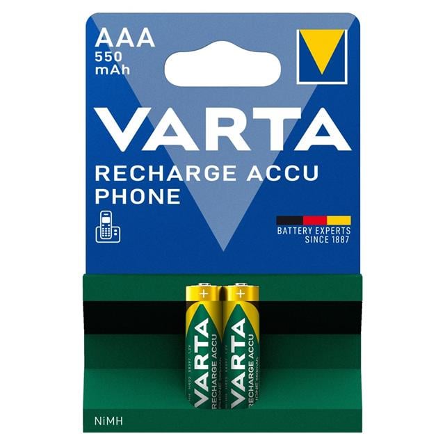 Varta Ni-Mh 1.2 Volt 550 mA HR03 AAA Şarjlı 2'li İnce Kalem Pil 56663