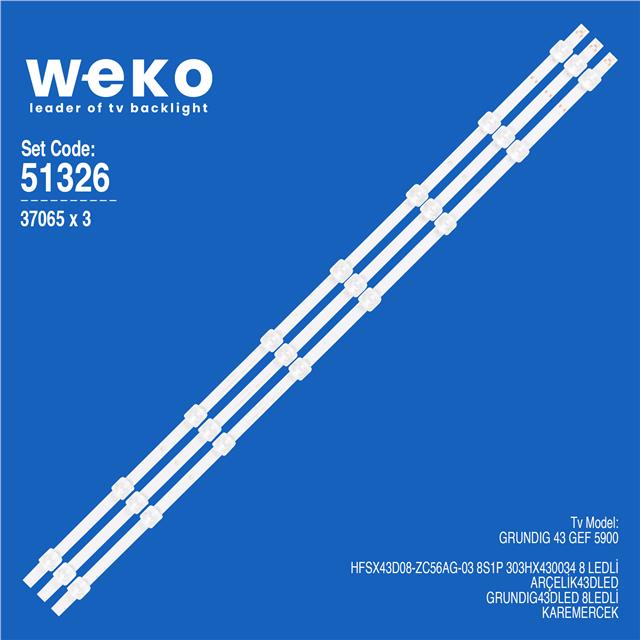 Wkset-6326 37065X3 Hfsx43D08-Zc56Ag-03 303Hx430034 3 Adet Led Bar