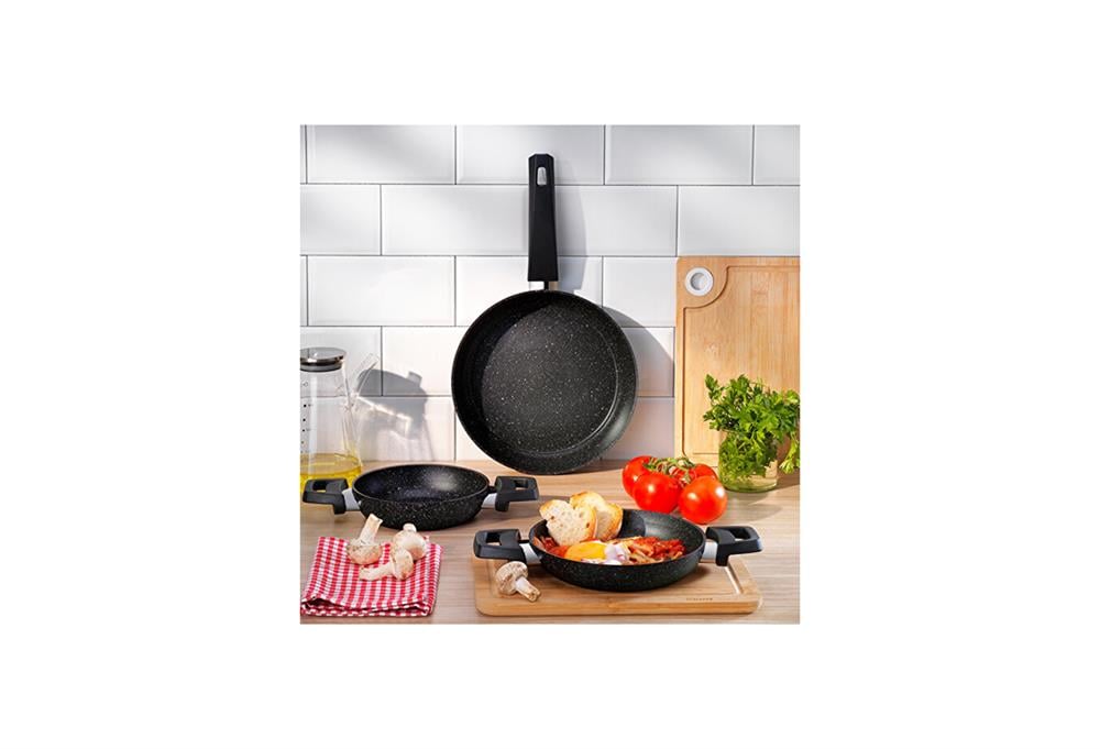 Schafer Black Stone 3 Lü Tava + Sahan Seti-siyah
