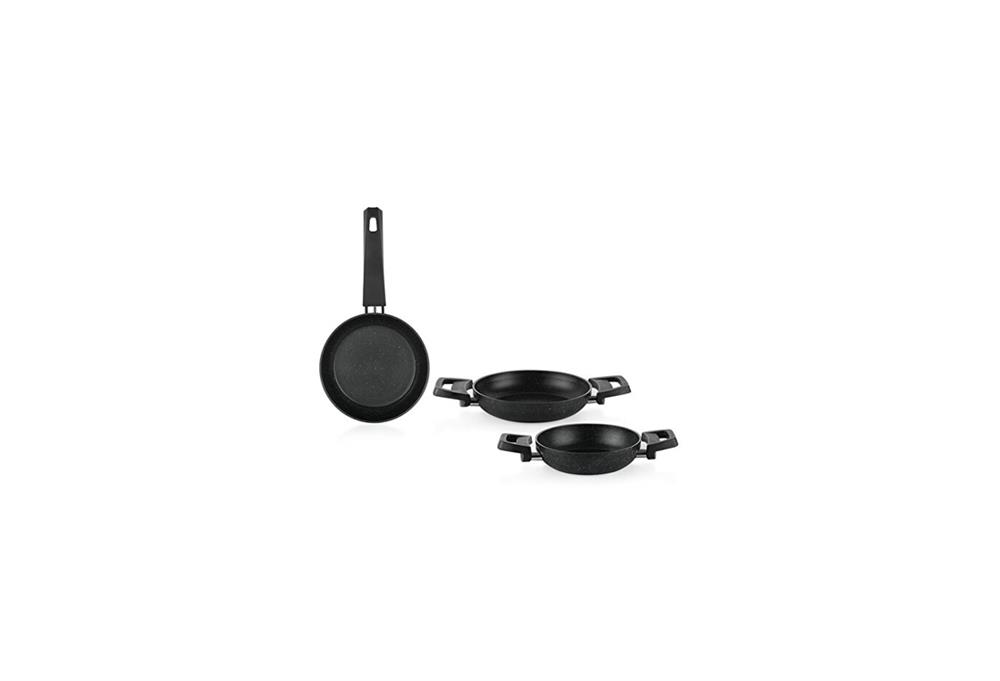 Schafer Black Stone 3 Lü Tava + Sahan Seti-siyah