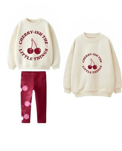 Kız  Çocuk Pamuklu  Baskılı Takım Anne Sweatshirt (standart beden)