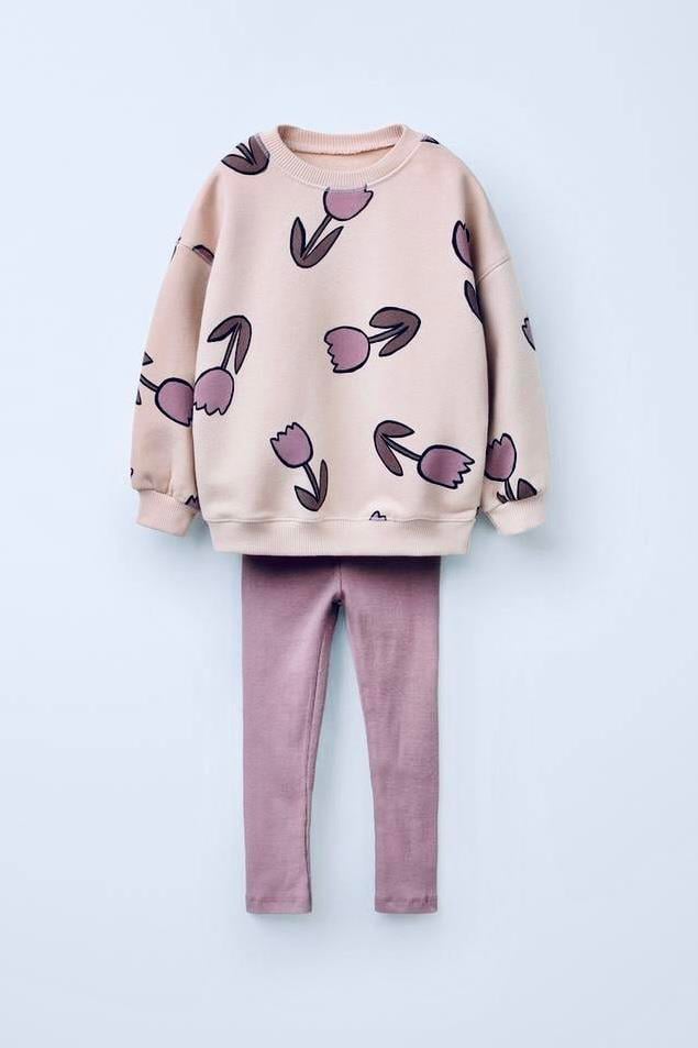 Kız Çocuk Baskılı 3 İplik Şardonsuz   Eşofman Takım