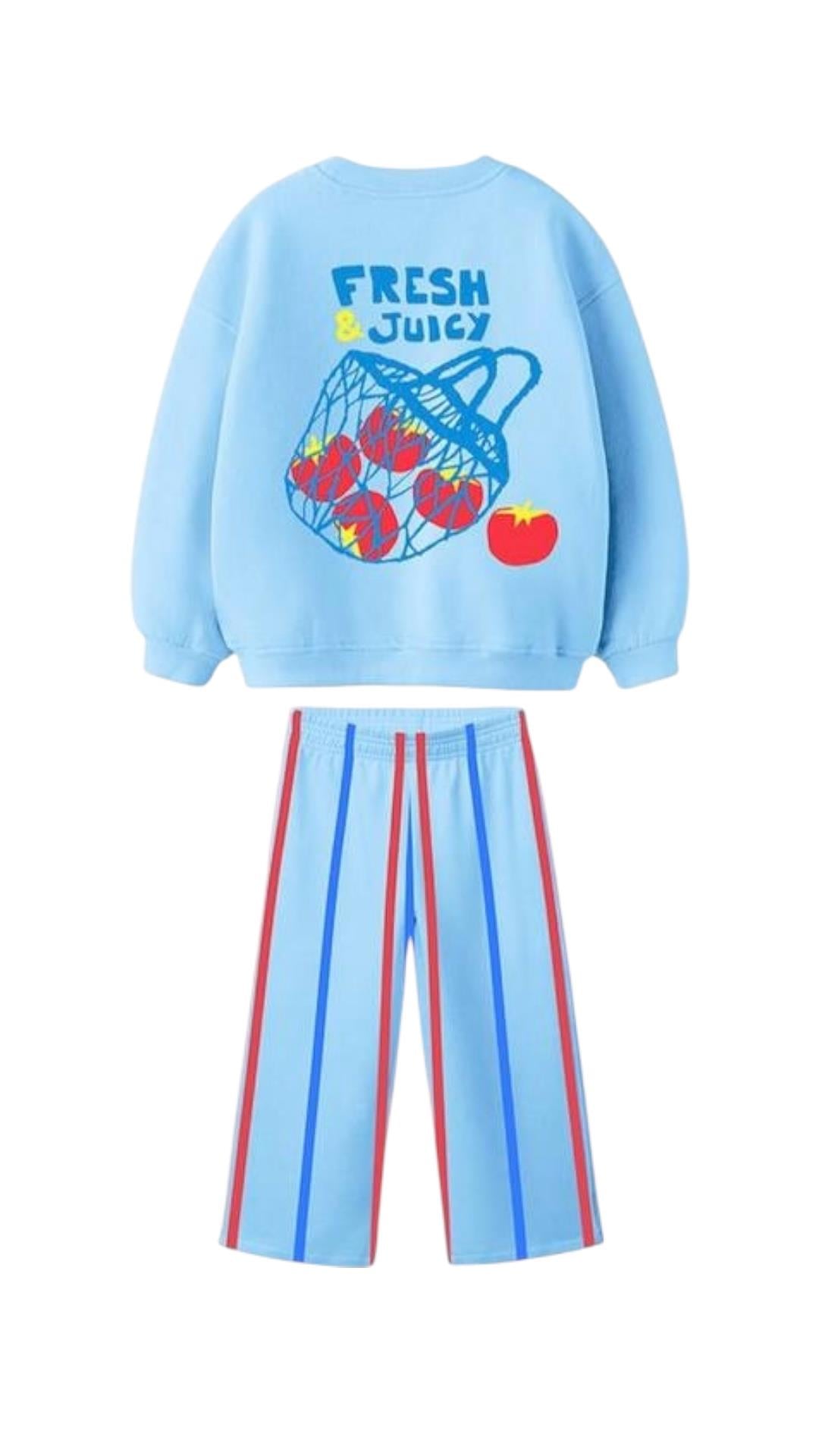 Kız Çocuk Baskılı 3 İplik Şardonsuz   Eşofman Takım