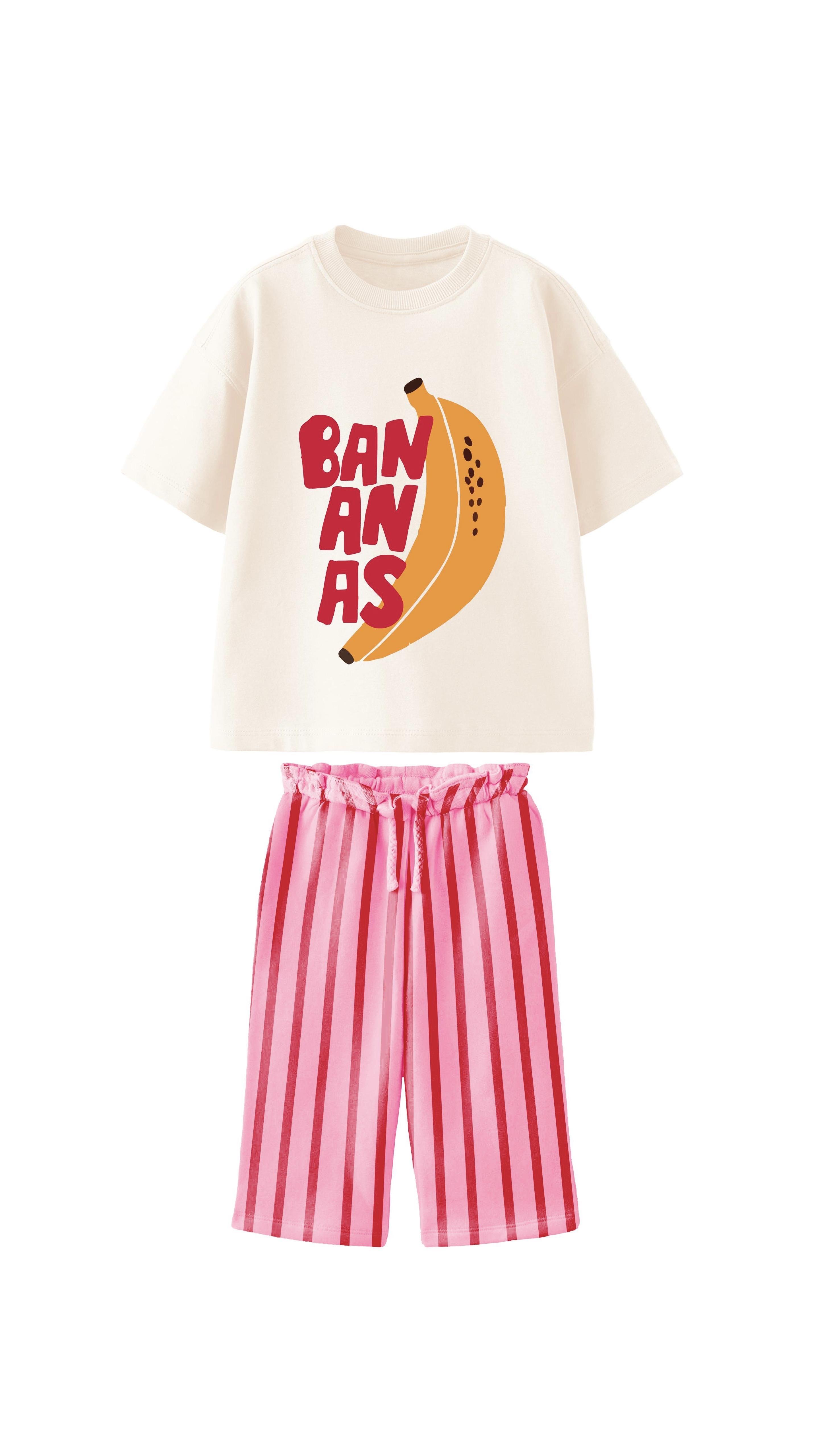 Kız Çocuk  Müslin Pantolon Pamuklu Baskılı Tişört Takım