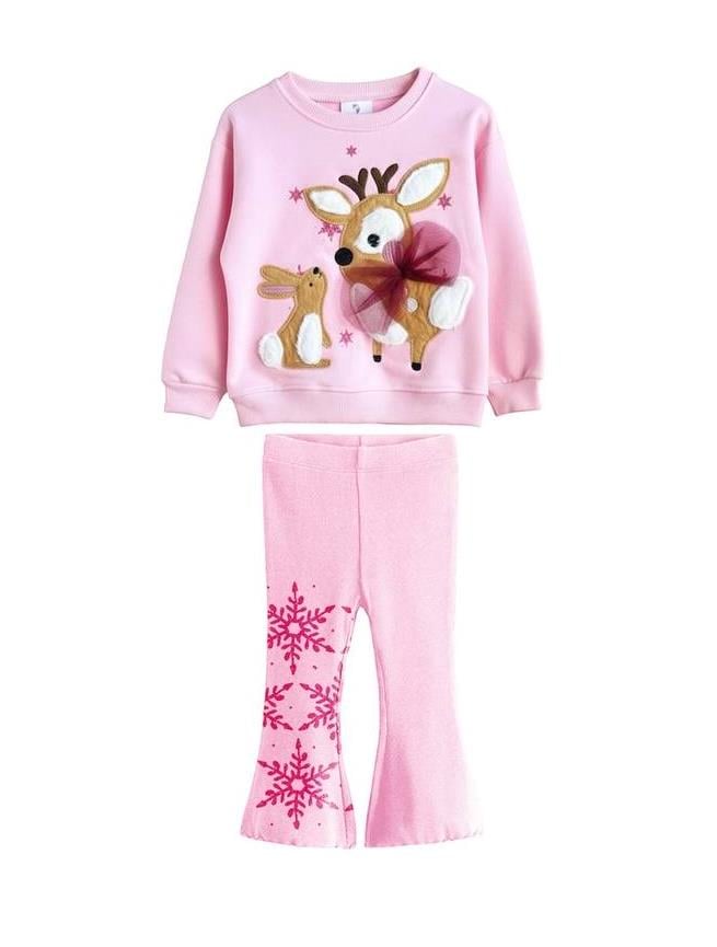 Kız Çocuk Pamuklu  Baskılı Takım 