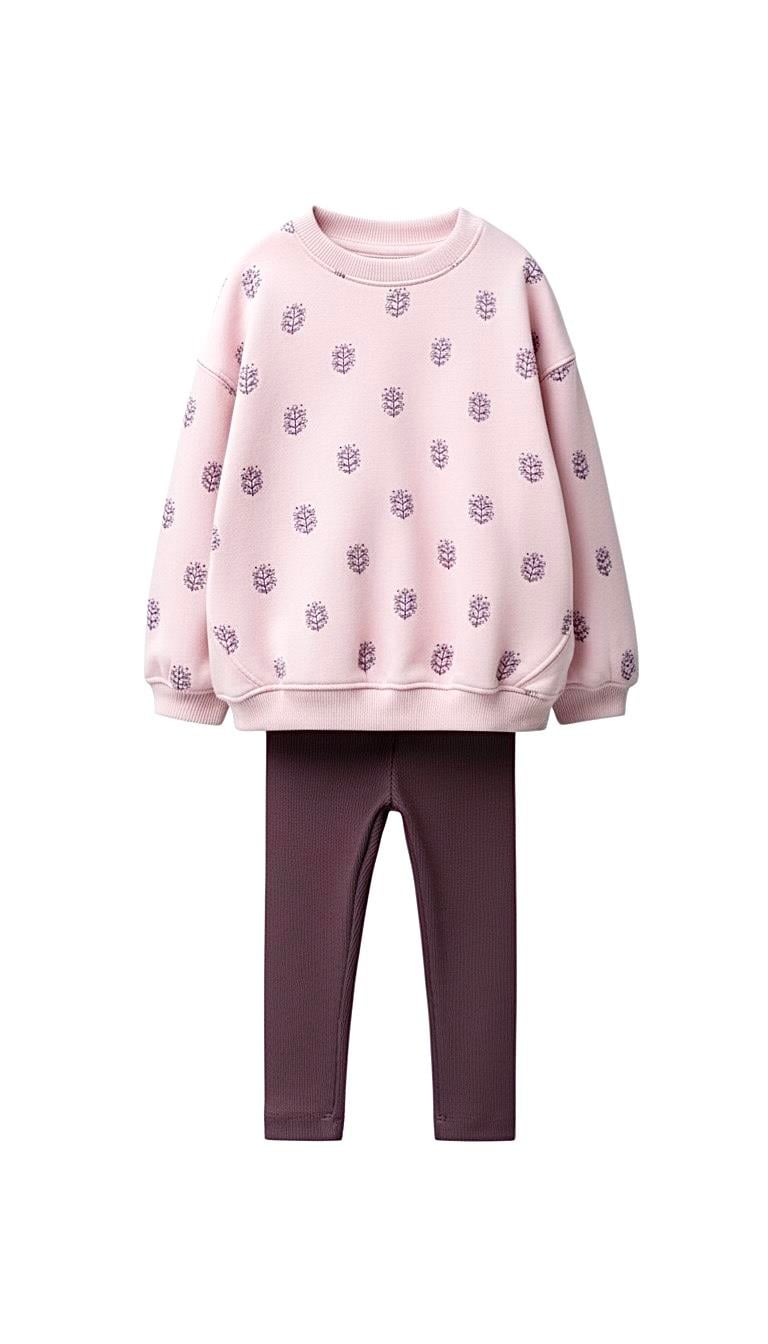 Kız Çocuk Pamuklu  Baskılı Takım 