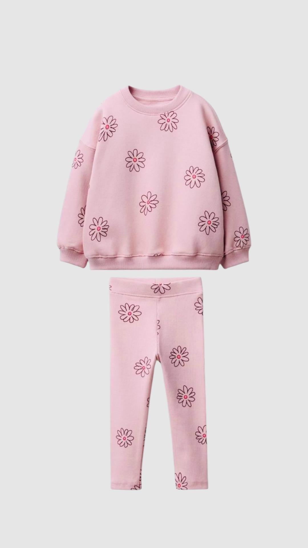 Kız Çocuk Pamuklu  Baskılı Takım 