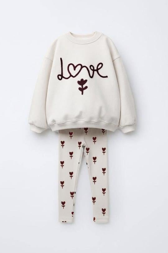 Kız Çocuk Pamuklu  Baskılı Takım 