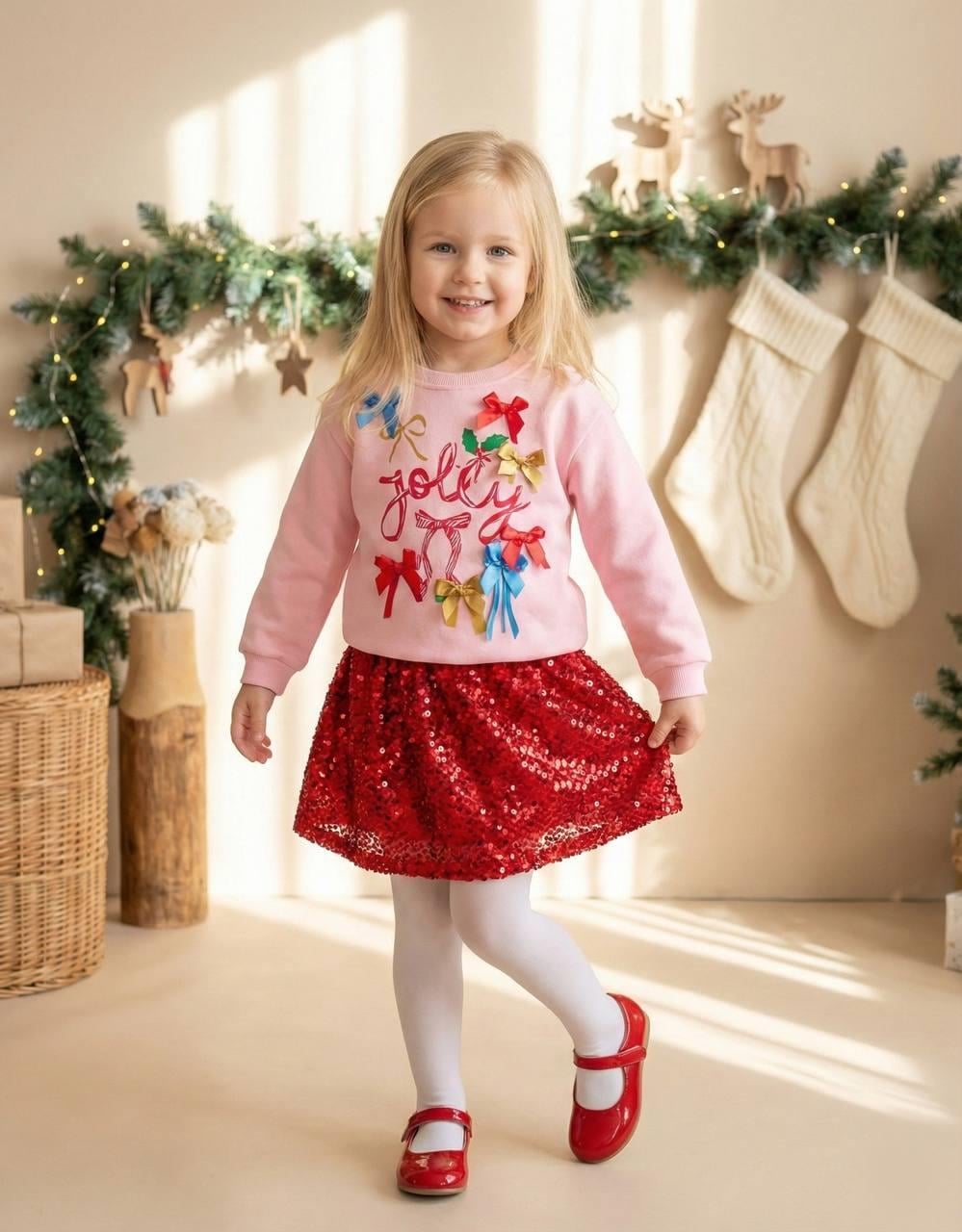 Kız Çocuk Pul Payet Etekli   Takım 