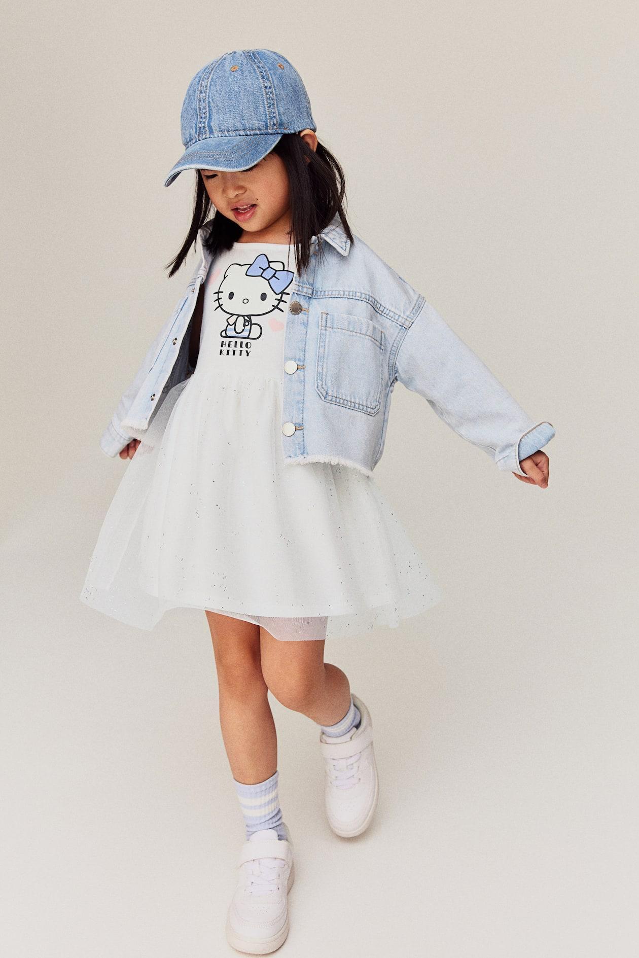 Kız Çocuk Tül Etek Detaylı Pamuklu Elbise