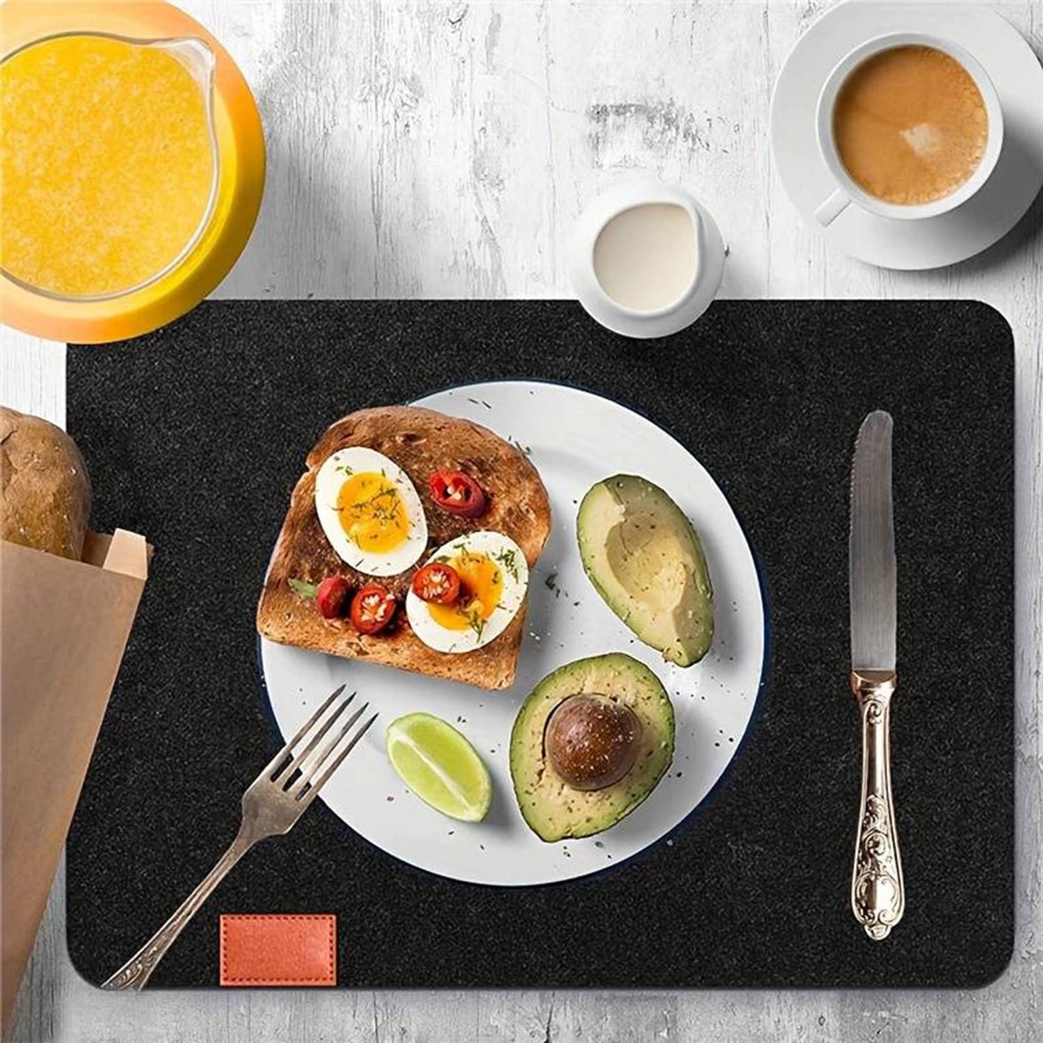 6'lı Dikdörtgen Keçe Amerikan Servis 45x30 - Siyah