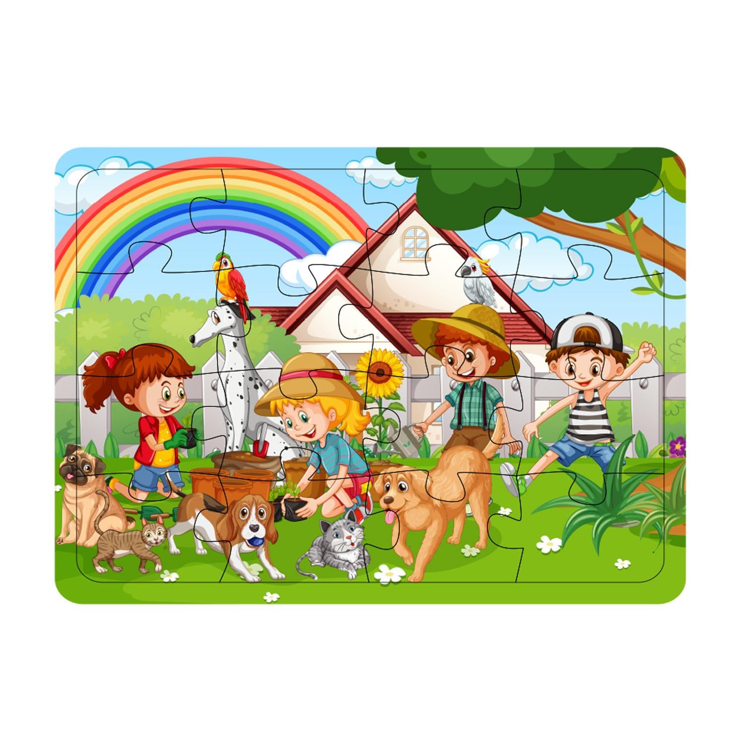 Çocuklar İçin Bahçe Puzzle Yapboz 16 Parça 21x29cm