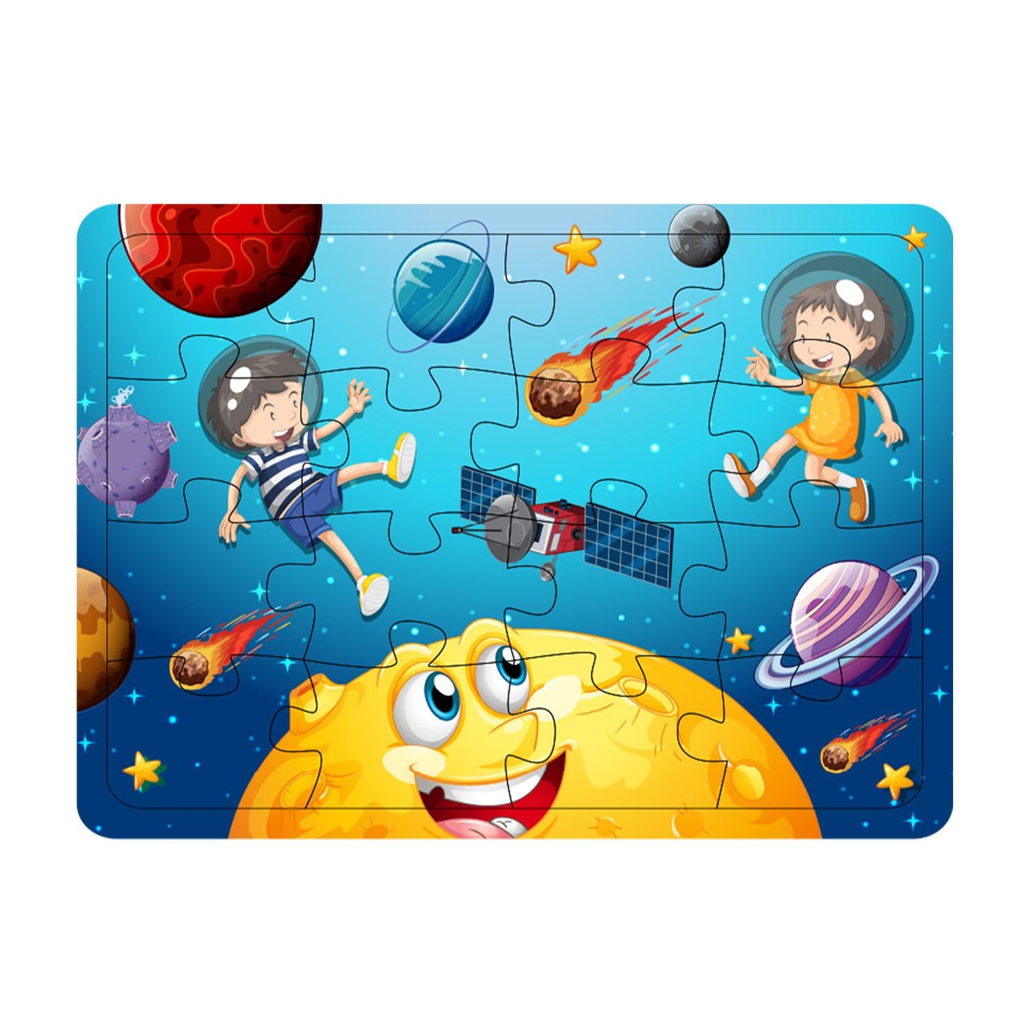 Çocuklar İçin Galaksi Puzzle Yapboz 16 Parça 21x29cm 