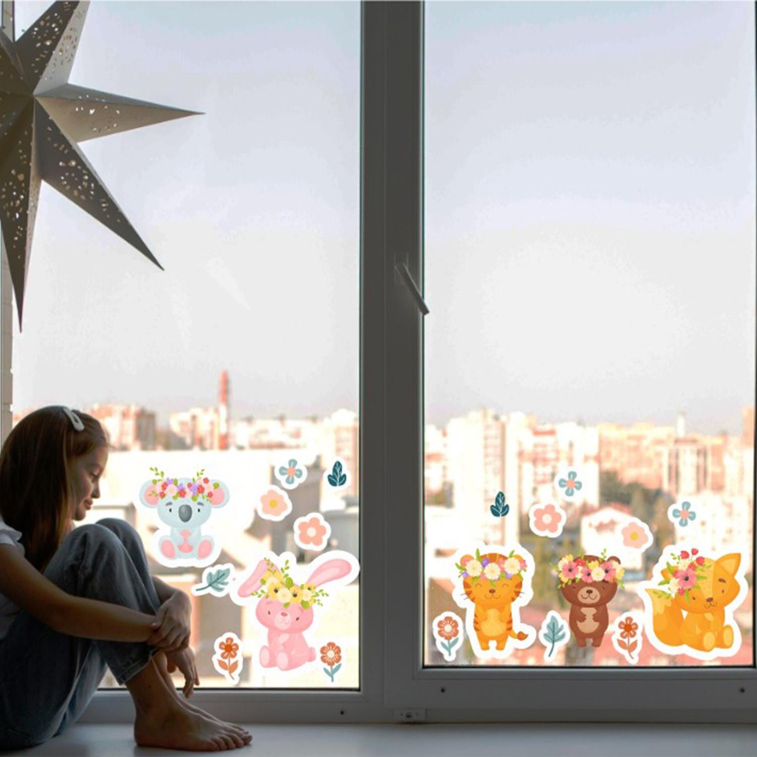 Sevimli Hayvanlar Şeffaf Cam Sticker 