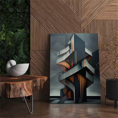 Cam Tablo Modern Soyut Dark Bina - NV00103