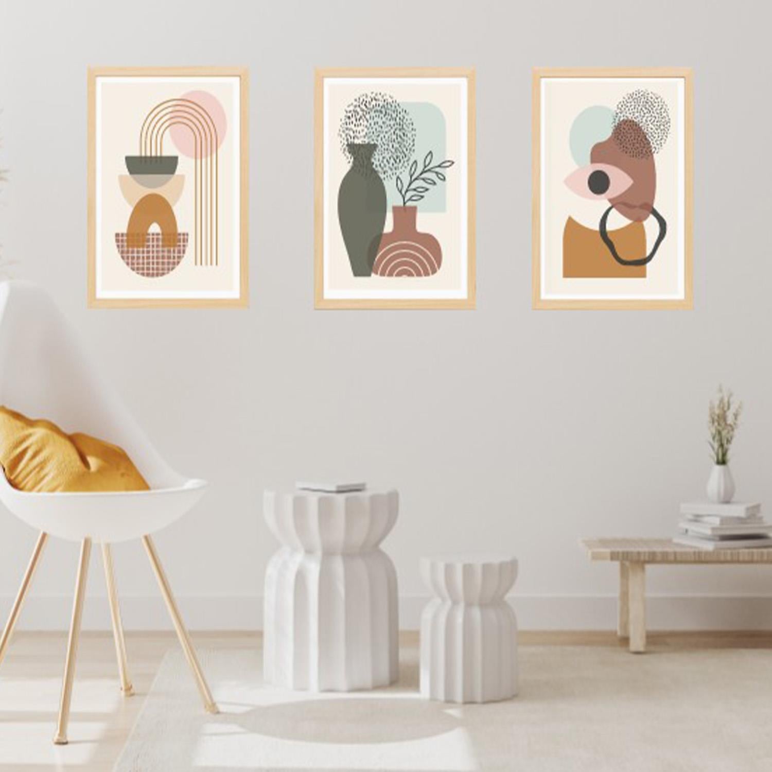 3'lü Bohem Çiçek ve Geometrik Desen Foreks Tablo 