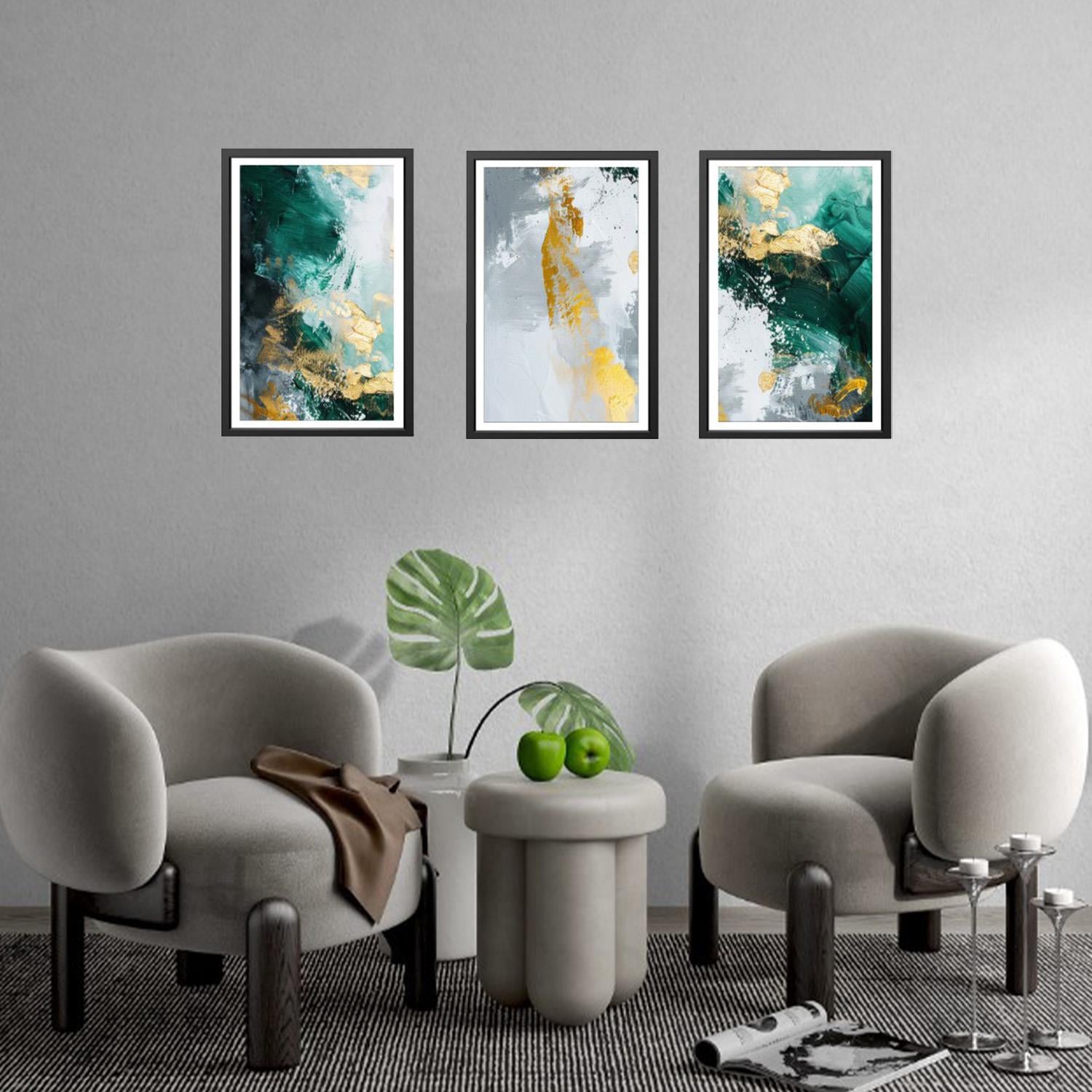 3'lü Modern Yağlı Boya Desenli Foreks Tablo