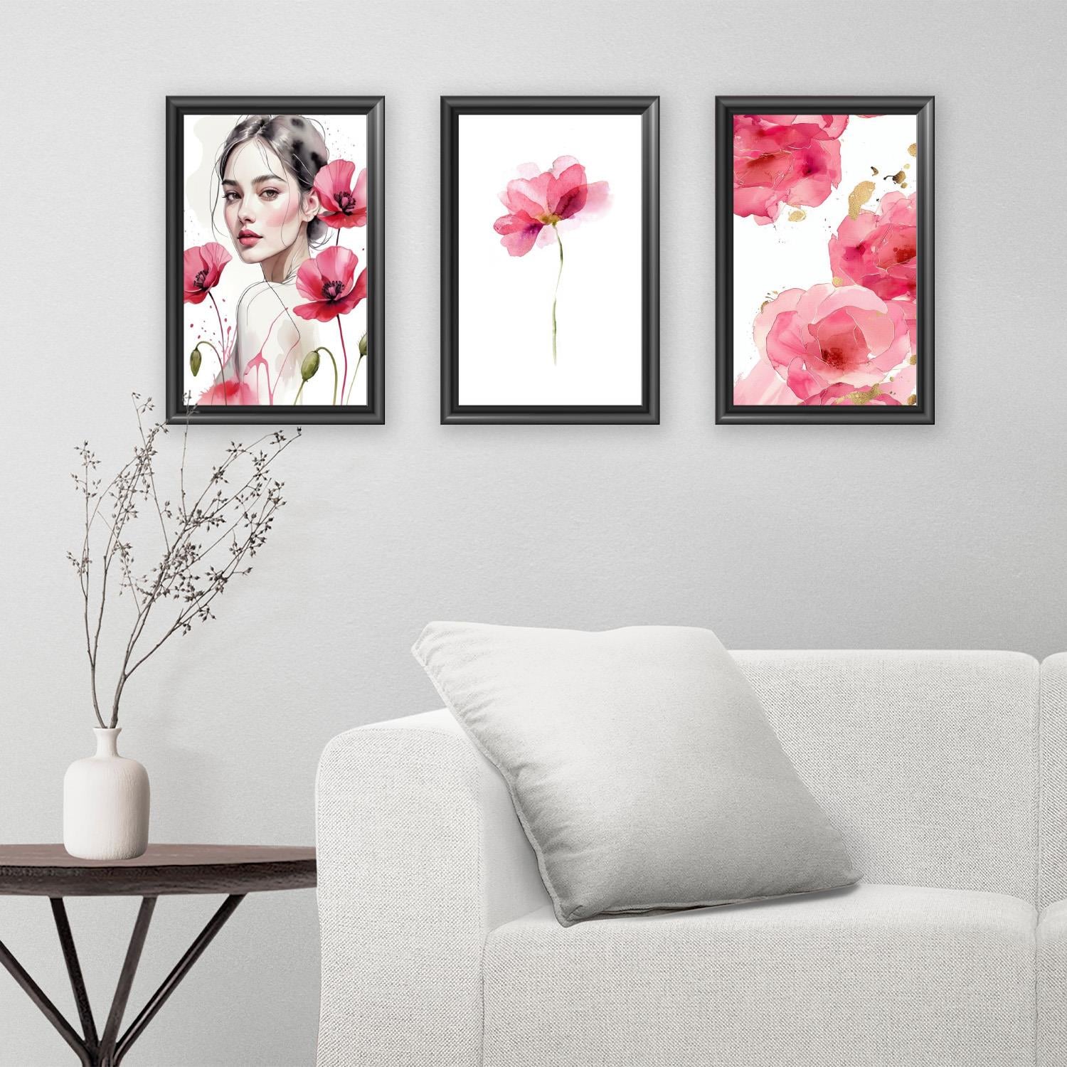 3'lü Pembe Çiçek Temalı Foreks Tablo