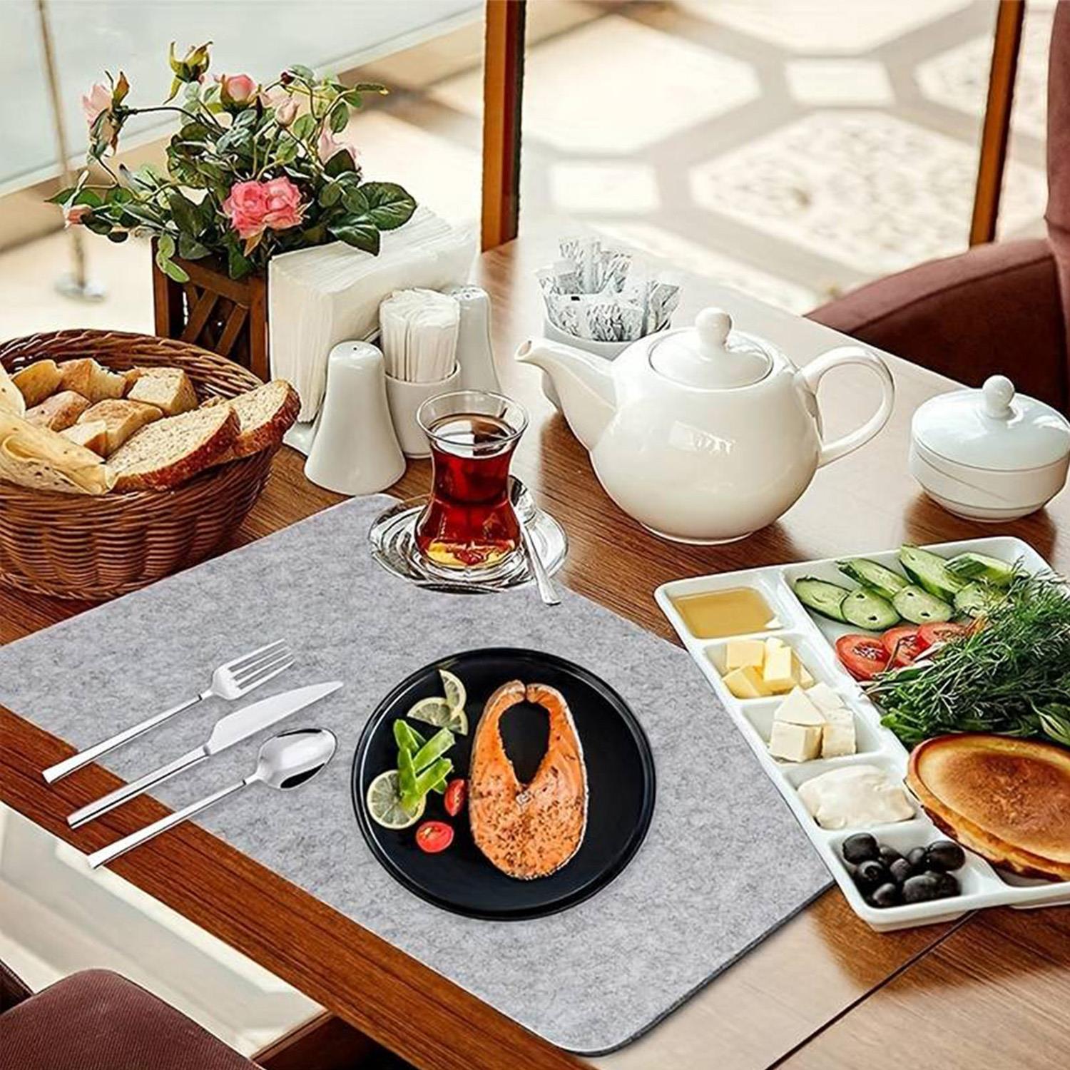 6'lı Dikdörtgen Keçe Amerikan Servis 45x30cm - Gri