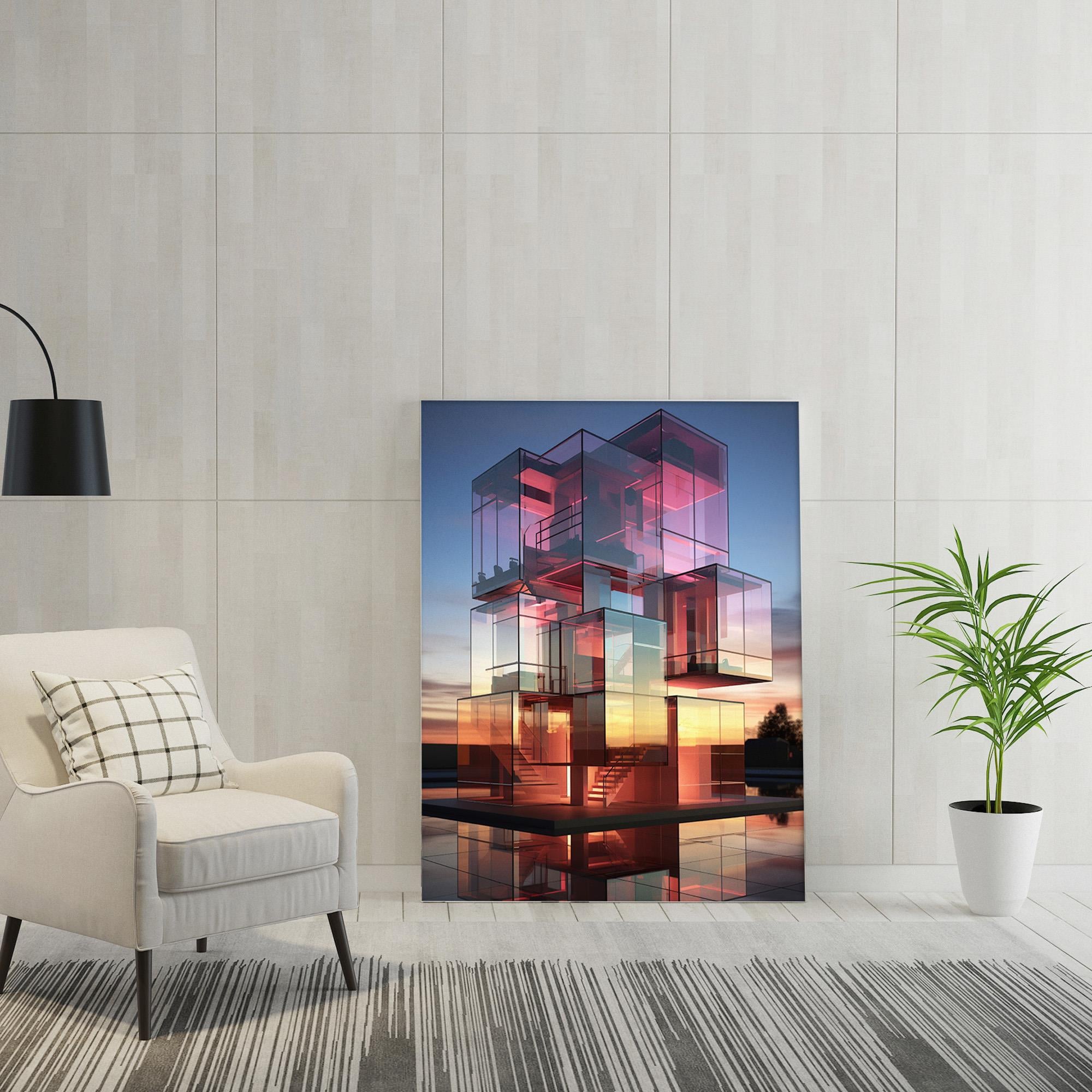 Cam Prizma Gün Batımı Modern Mimari Kanvas Tablo – NV00292
