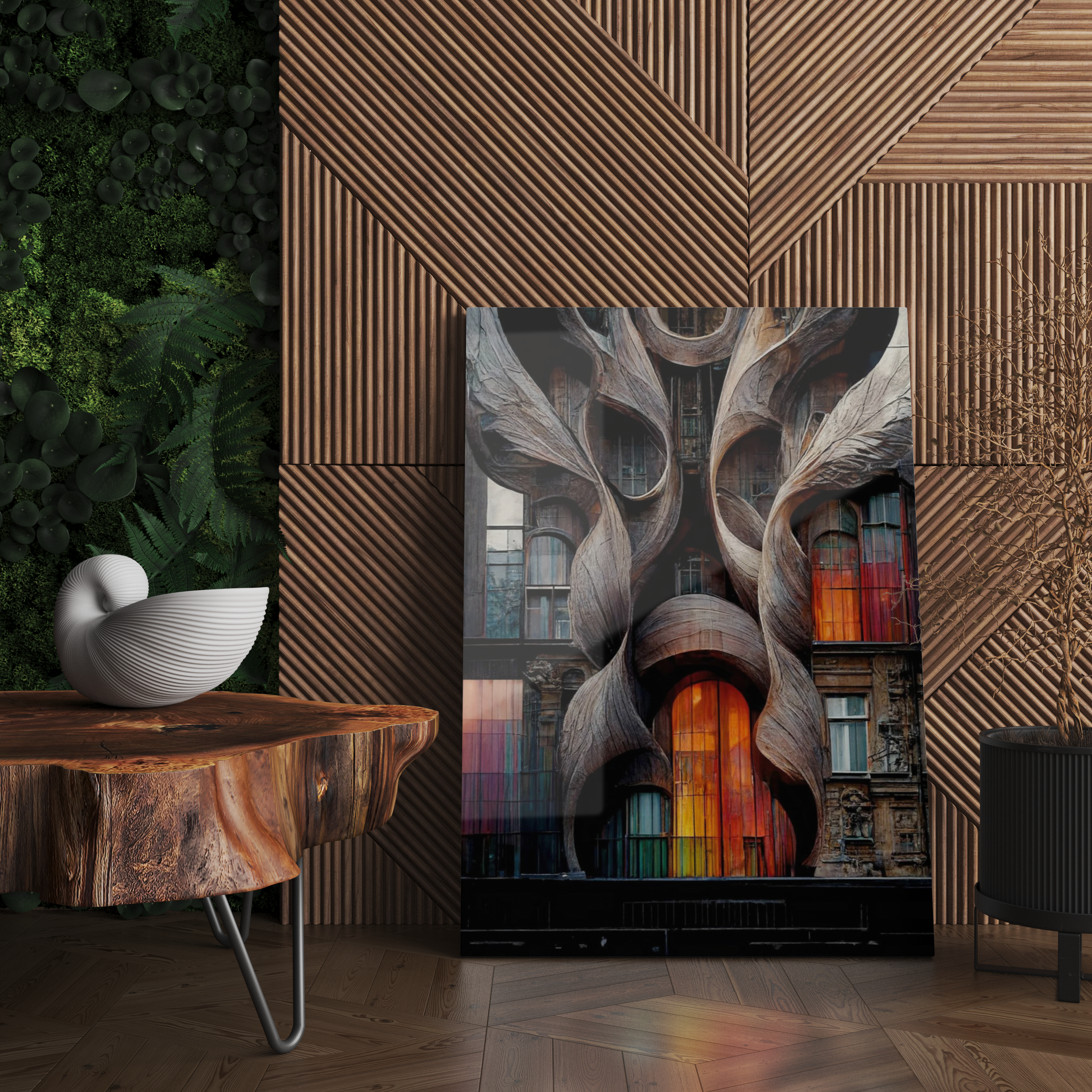 Cam Tablo AI Ağaç Temalı Modern Mimari Tablo - NV00111