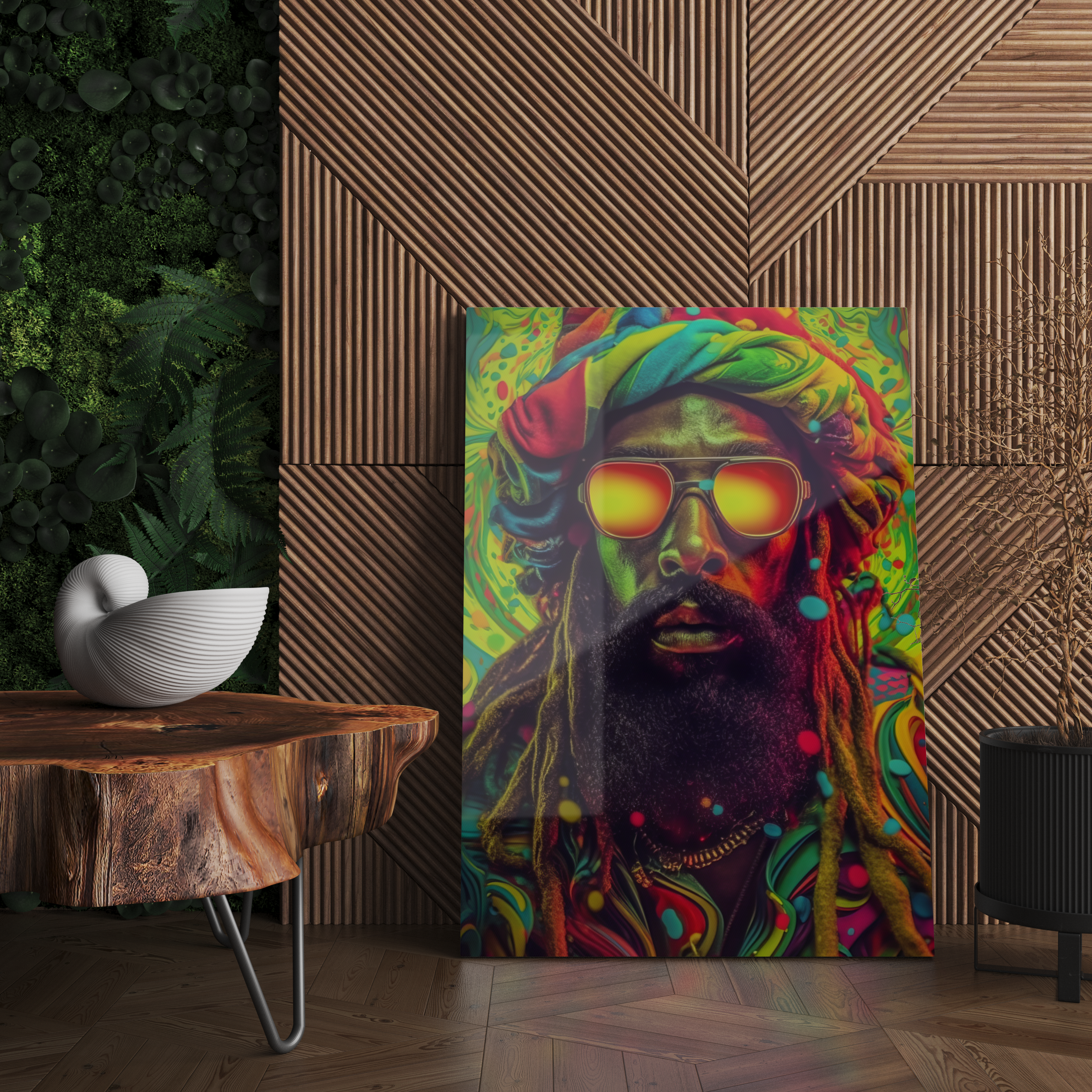 Cam Tablo Canlı Renklerle Rastalı Reggae Müzik Posteri - NV00138
