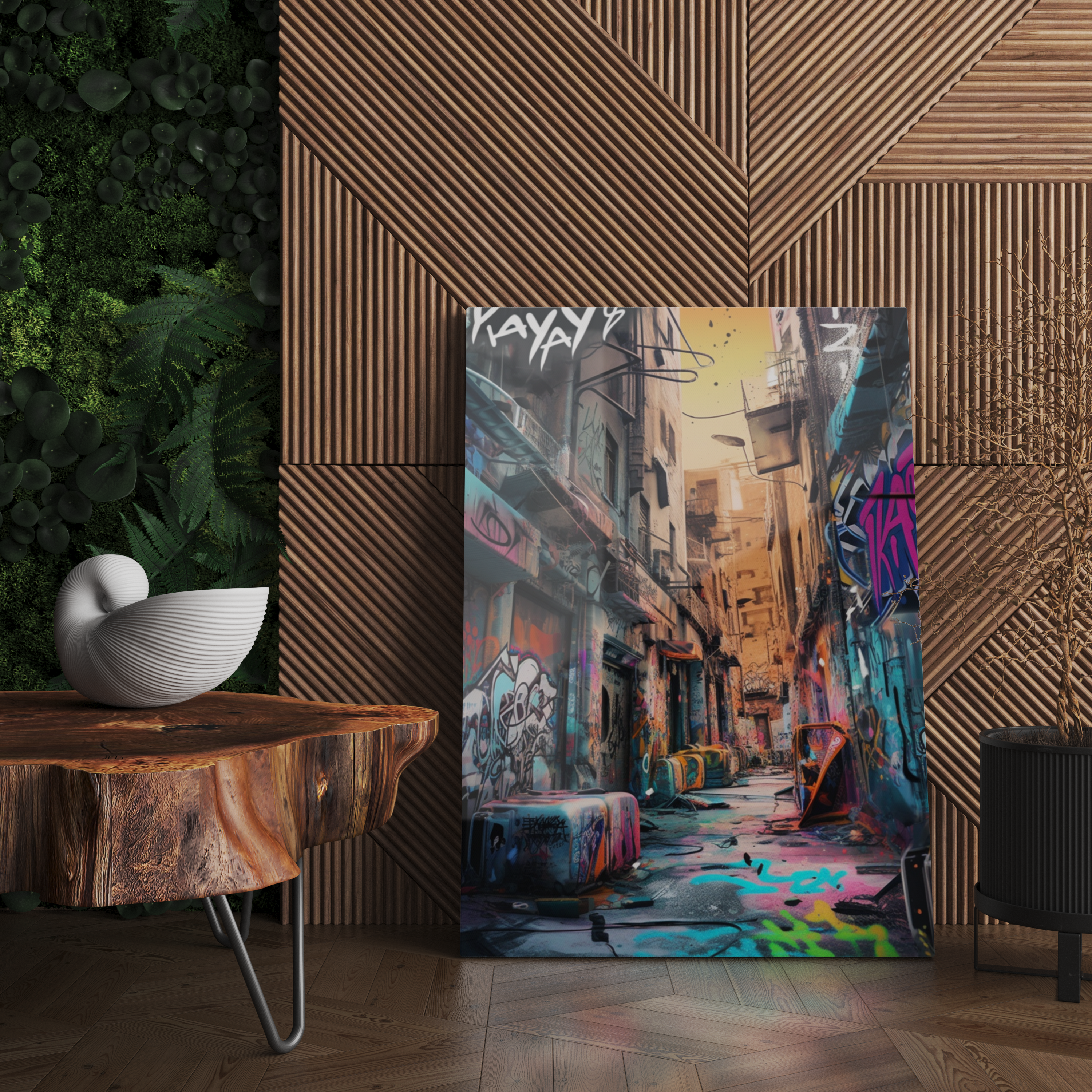 Cam Tablo Eski Sokak Neon Grafiti Poster - NV00136