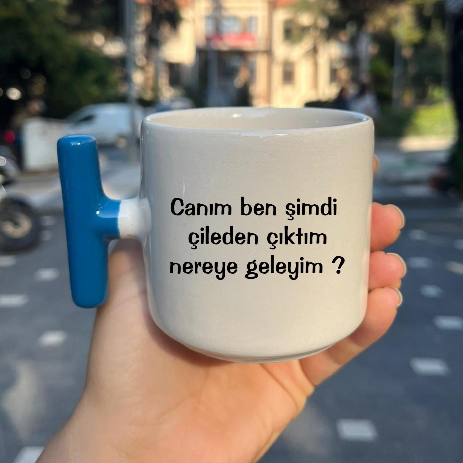 Çileden Çıktım T Kulplu Kupa Mavi