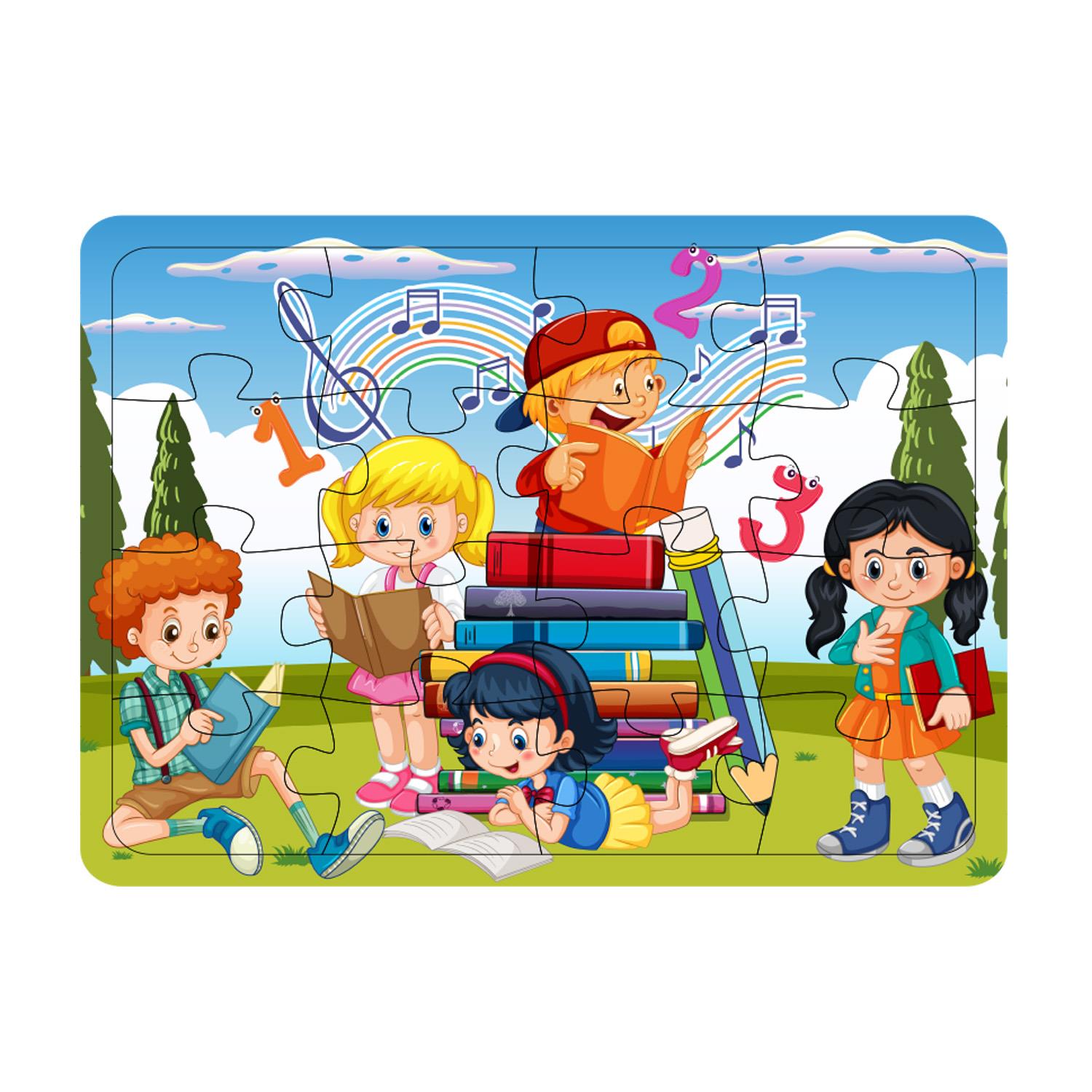 Çocuklar İçin Okul Puzzle Yapboz 16 Parça 21x29cm 