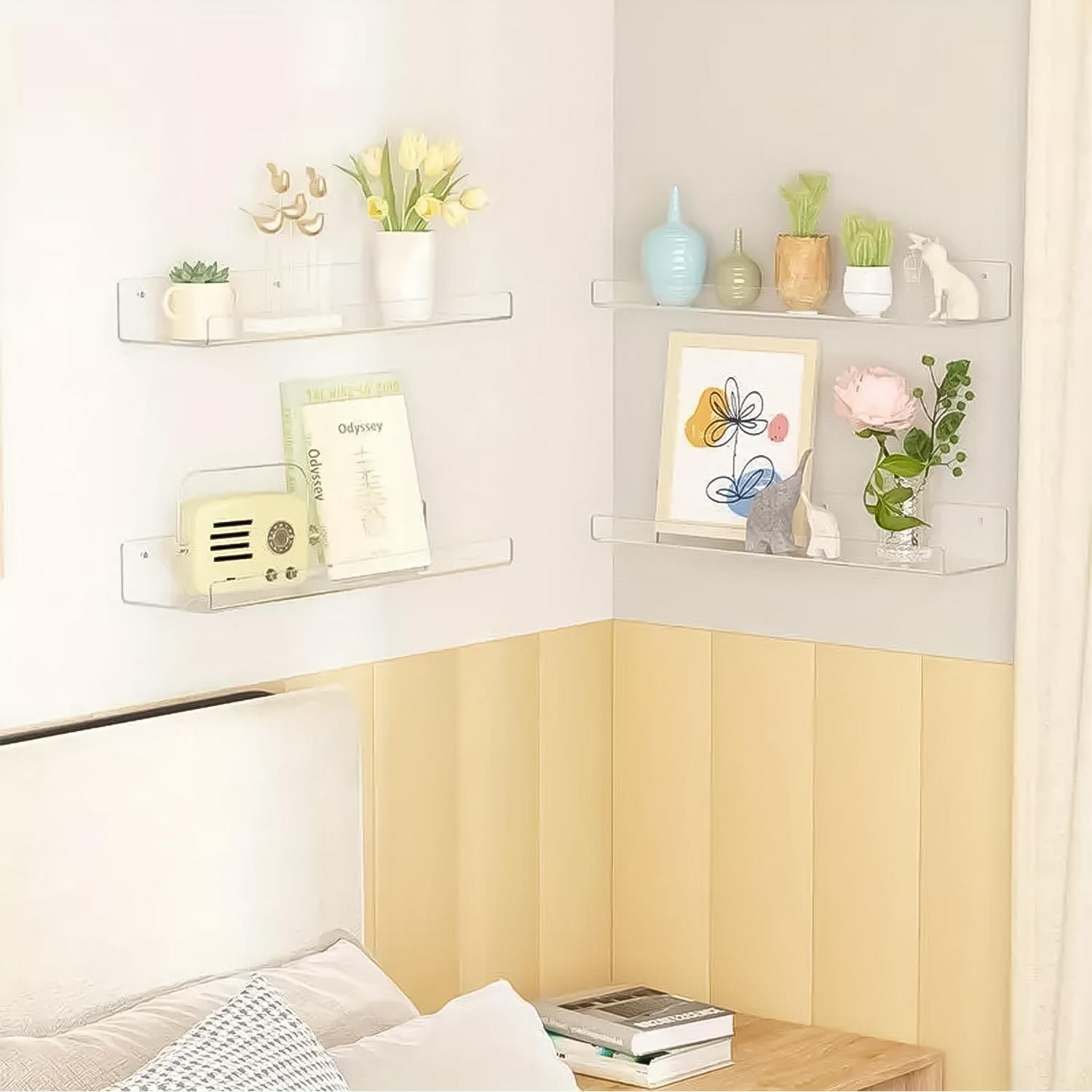 Düz Pleksi Duvar Rafı 38cm