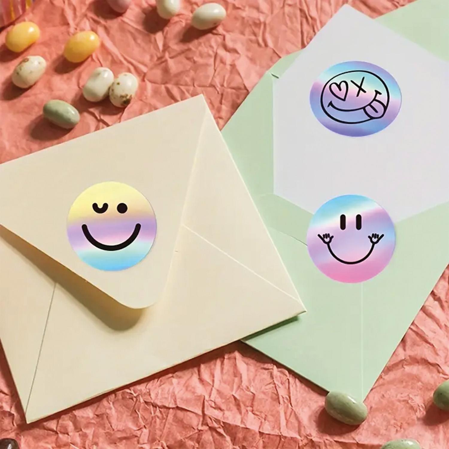 Hologramlı Renkli Gülücük Sticker 500 Adet