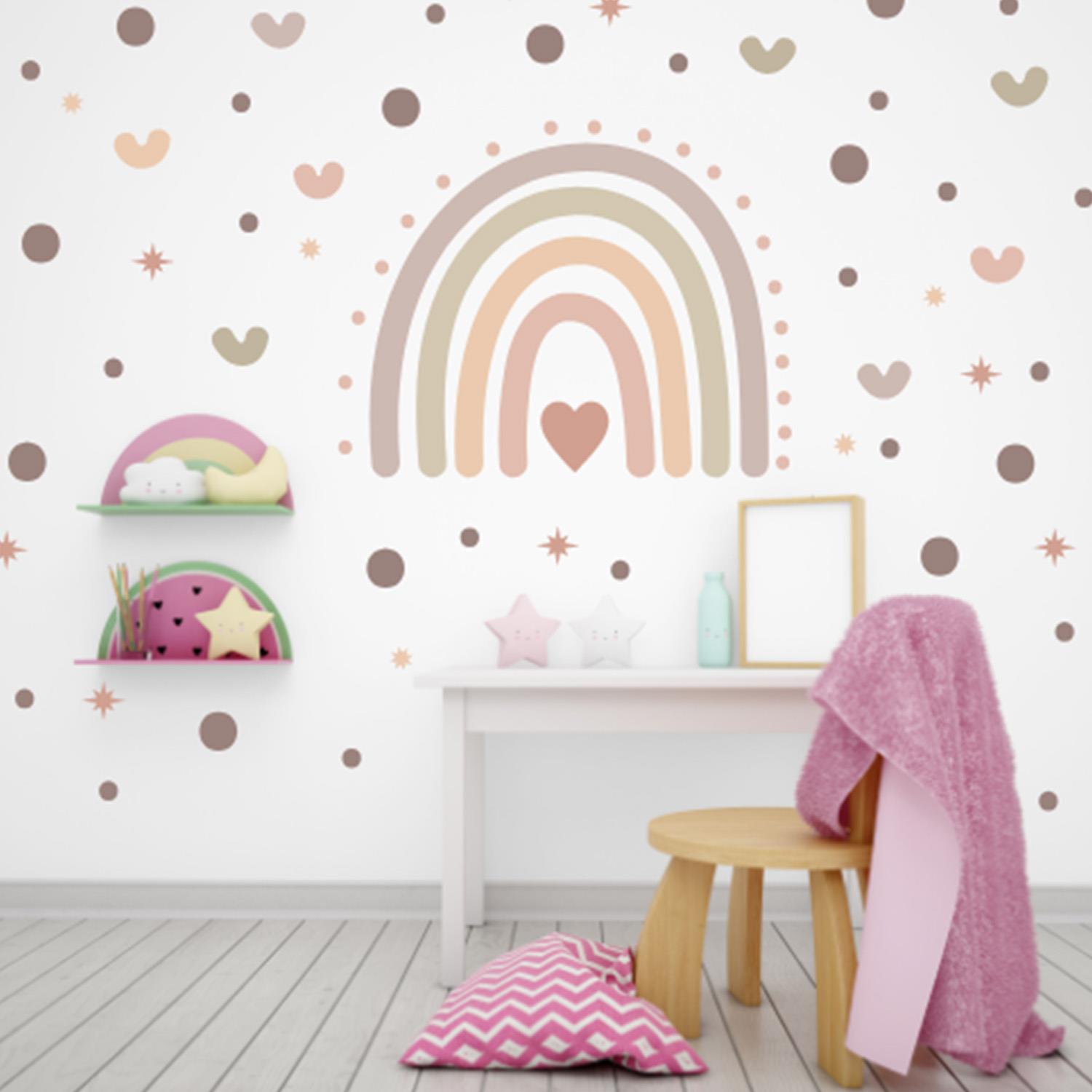 Pembe Gökkuşağı Duvar Sticker