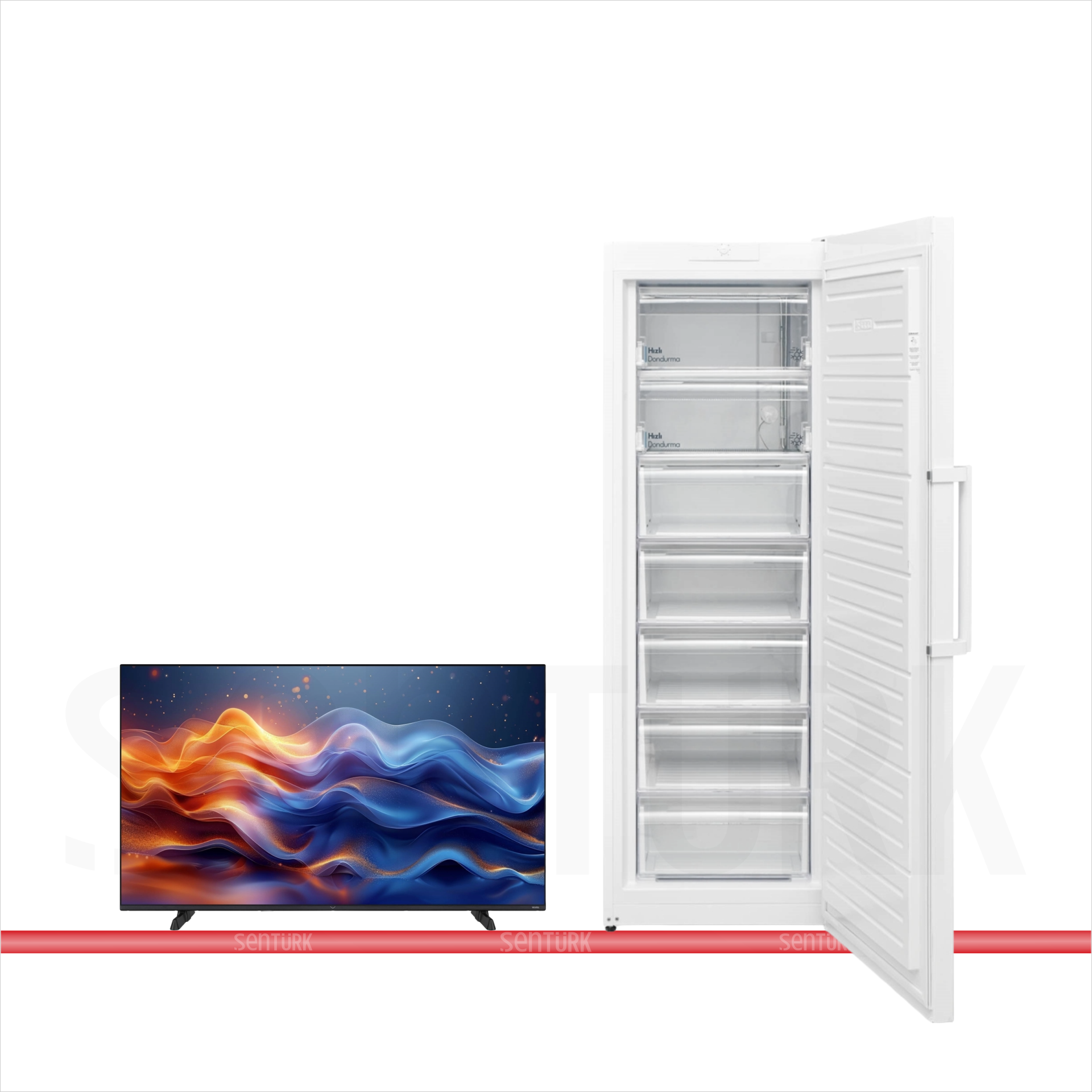 Vestel 2'li Beyaz Eşya Seti (50UV9750 TV + CDM701 Derin Dondurucu )