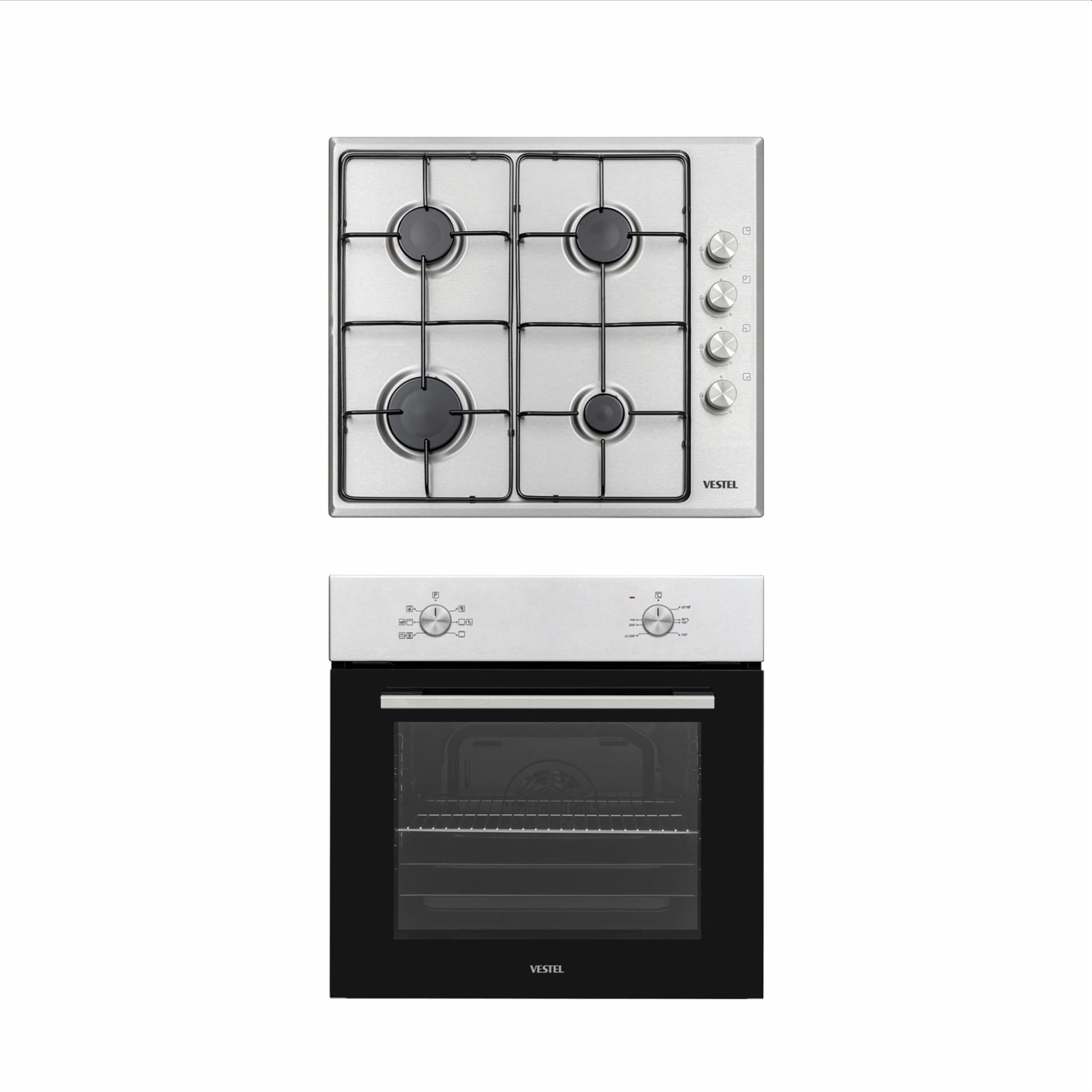 Vestel 2'li Fırın Ocak Inox Ankastre Set (6004 YX-5661 YX)