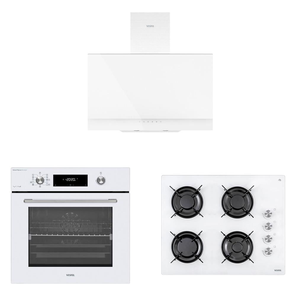 Vestel Ankastre / Eğik Beyaz Buharlı Set