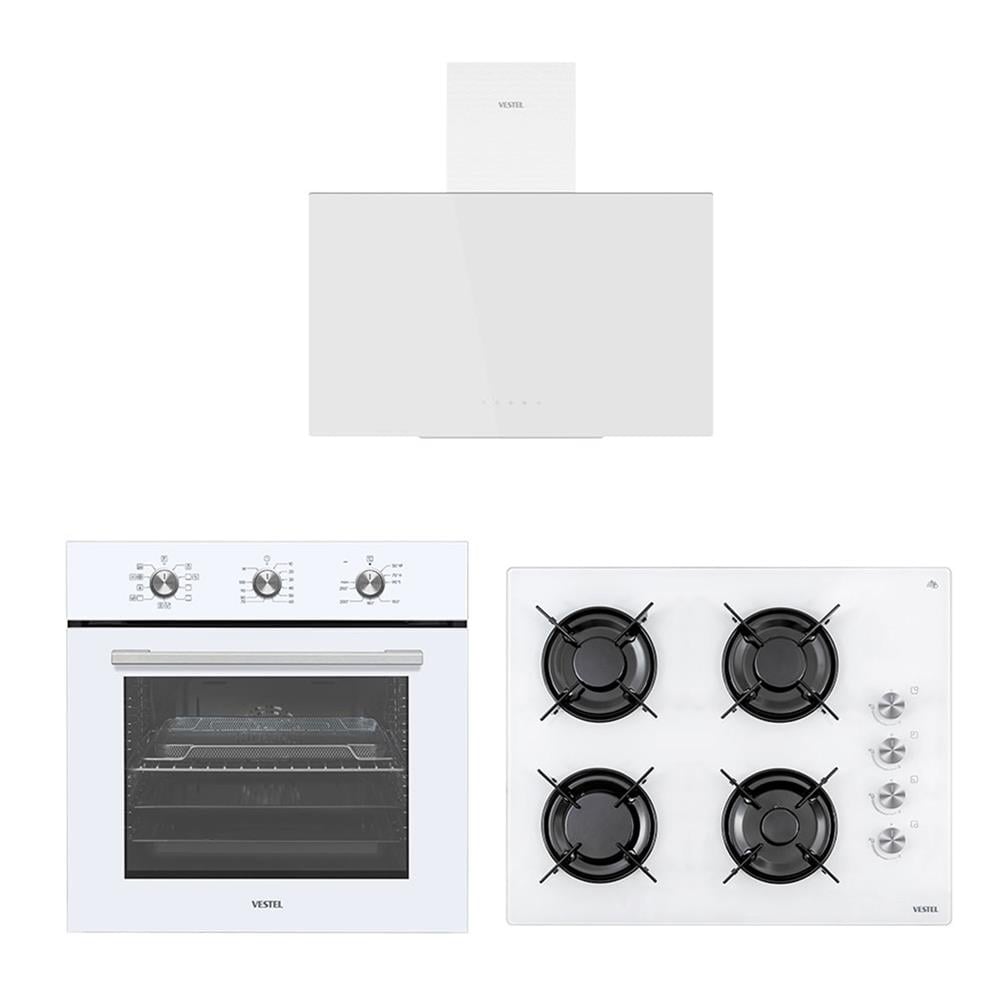 Vestel Ankastre / Eğik Beyaz Cam Ekonomik Set 2