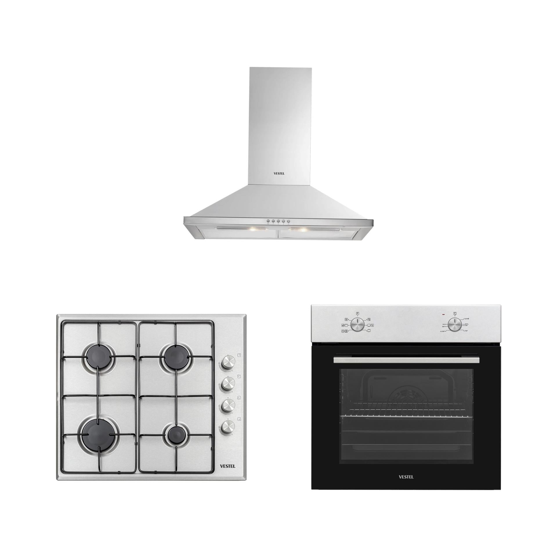 Vestel Piramit Gümüş Doğal Lezzet Set 1 (5661-6004-6001) Ankastre