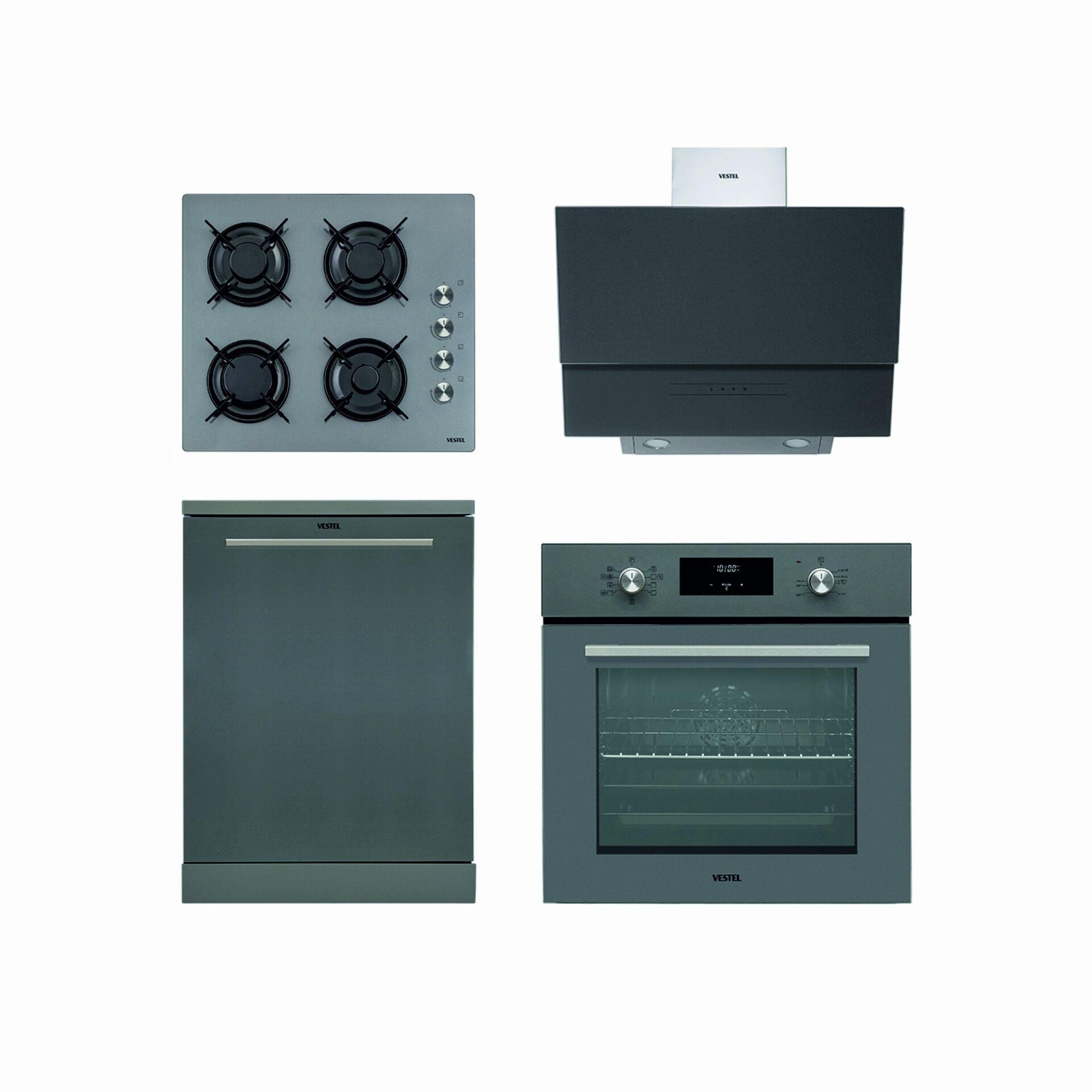 Vestel 4'lü Eğik Gri Hamur Şefi Set - Ankastre