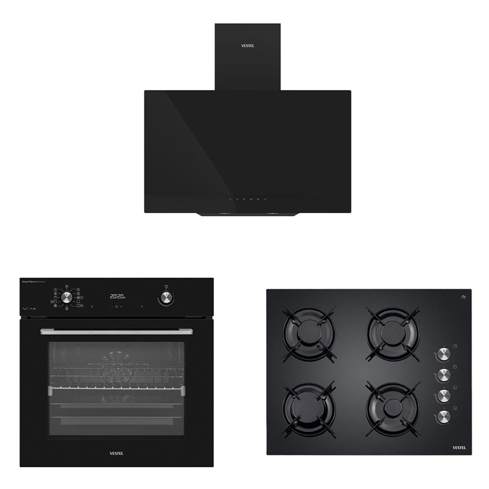 Vestel Ankastre - Eğik Siyah Buharlı Set
