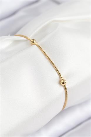 316L Çelik Topcuk Model Gold Renk Kadın Bileklik