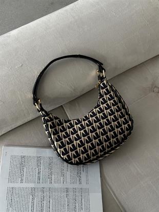 Krem Siyah Desenli Party Kadın El ve Omuz Çantası