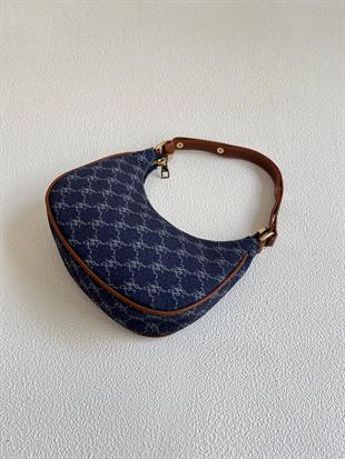 Lacivert Kot Party Kadın El ve Omuz Çantası