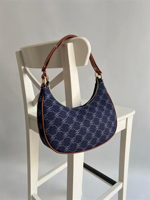 Lacivert Kot Party Kadın El ve Omuz Çantası