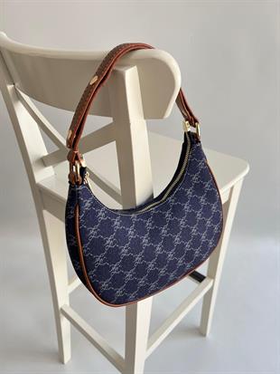 Lacivert Kot Party Kadın El ve Omuz Çantası