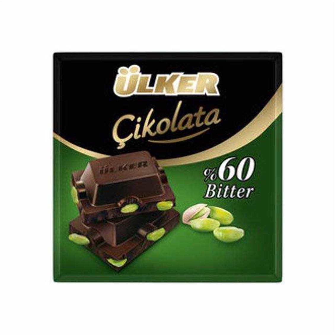 Ülker %60 Bitter Antep Fıstıklı Kare Çikolata 65 Gr