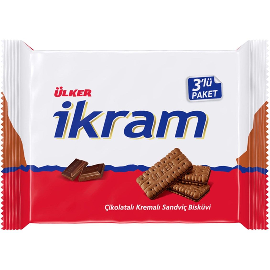 Ülker İkram Çikolatalı Bisküvi 3'lü 228 Gr