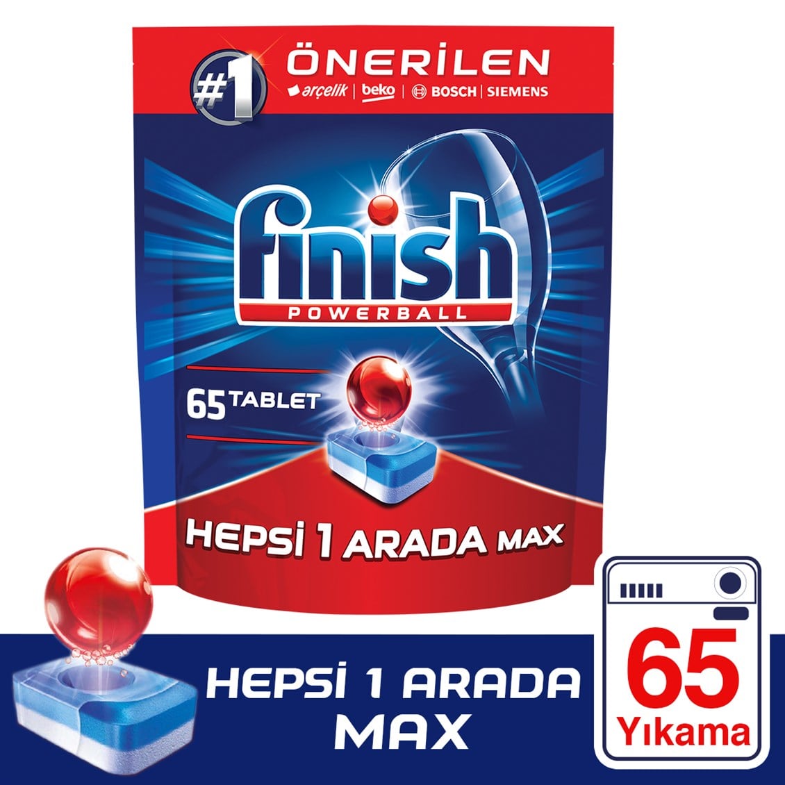 Finish Hepsi Bir Arada Max 65 Tablet Bulaşık Makinesi Deterjanı