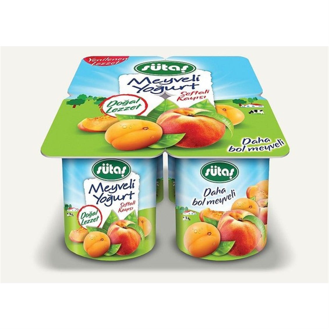 Sütaş Meyveli Yoğurt Şeftali ve Kayısı  4x115 Gr