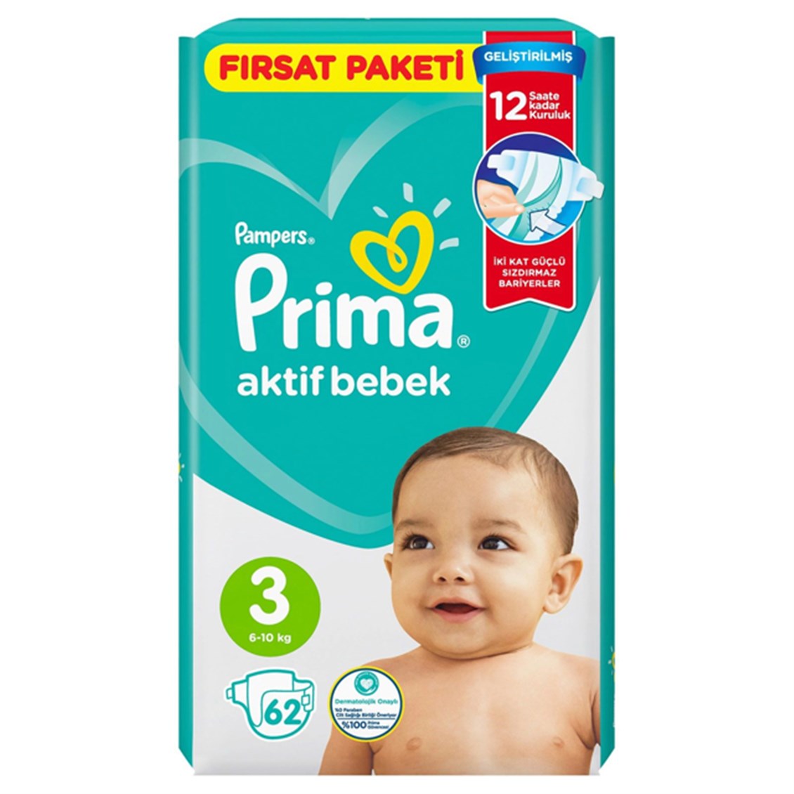 Prima Aktif Bebek 3 Numara Midi 62'li Fırsat Paketi Bebek Bezi